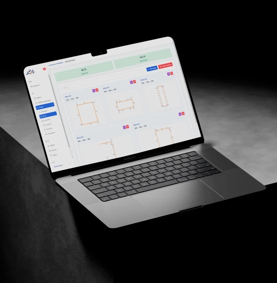 Interface do sistema para engenharia Life Forma