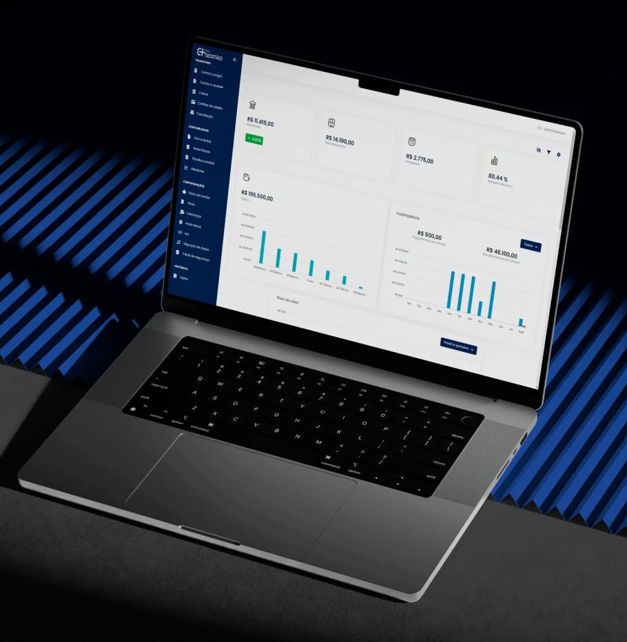Interface do sistema financeiro Mais Gestão