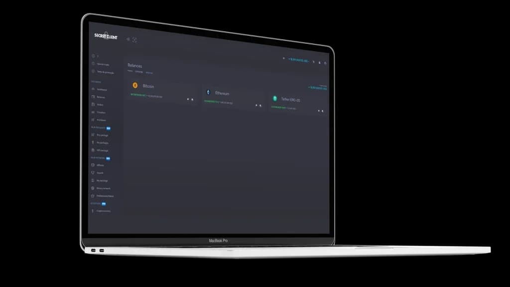 Dashboard da exchange de criptomoedas em notebook, desenvolvimento blockchain de exchange de criptomoeda pela Inove Dados